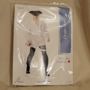 New! Halloween Costume Men's White Pirate Shirt